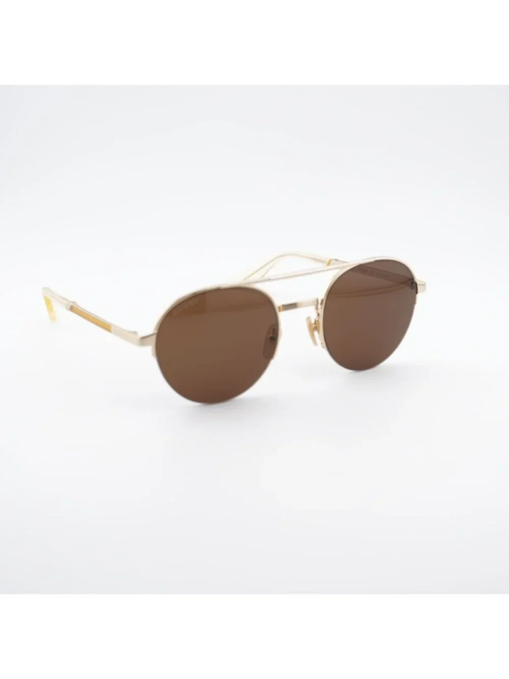 Gucci GG0984S 002 Unisex Sunglasses Gold Round Frame, Brown Lenses